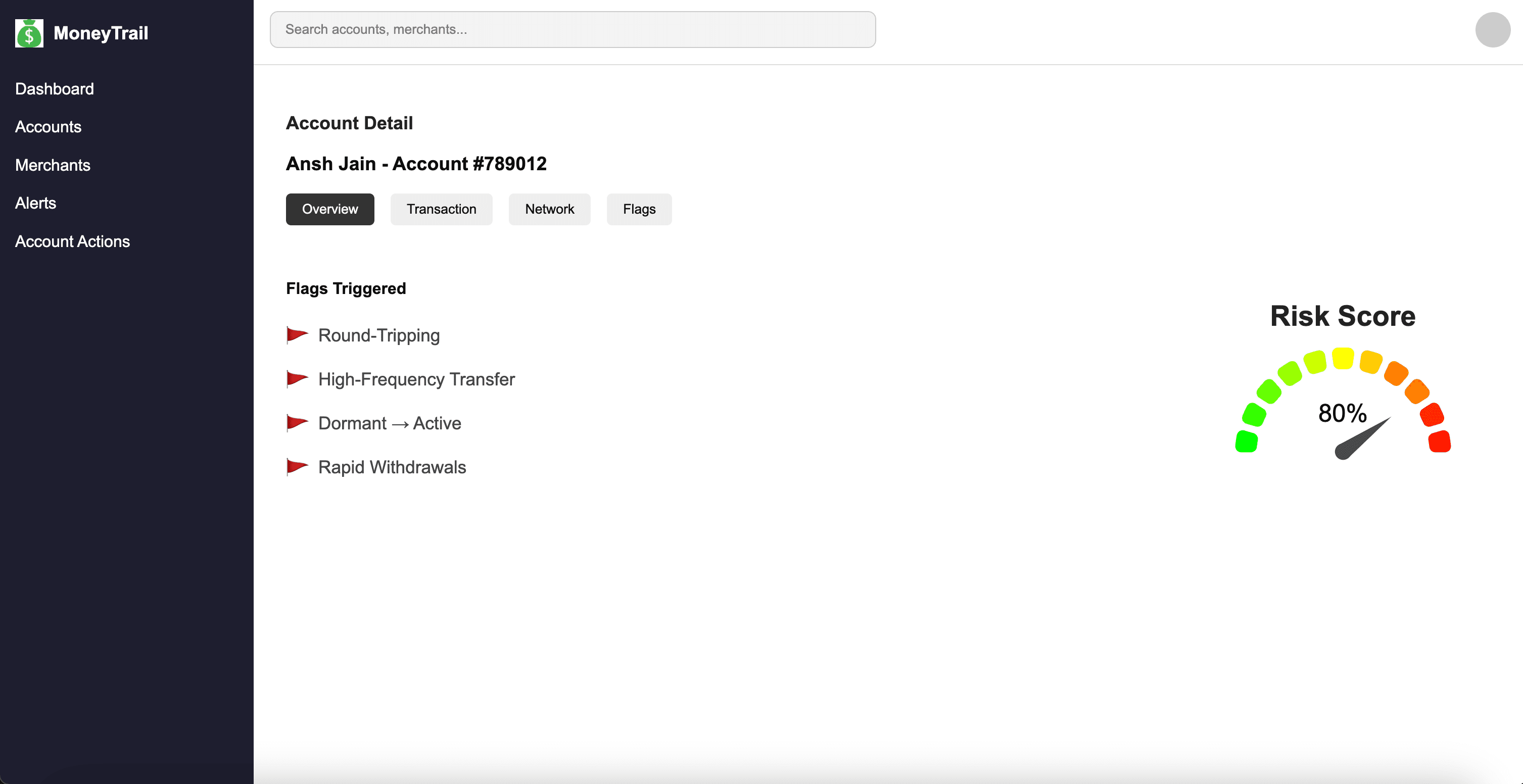 MoneyTrail interface screenshot